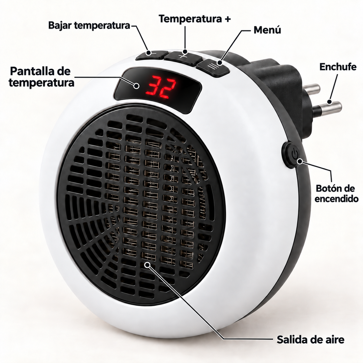 Calefactor termocerámico portátil de enchufe