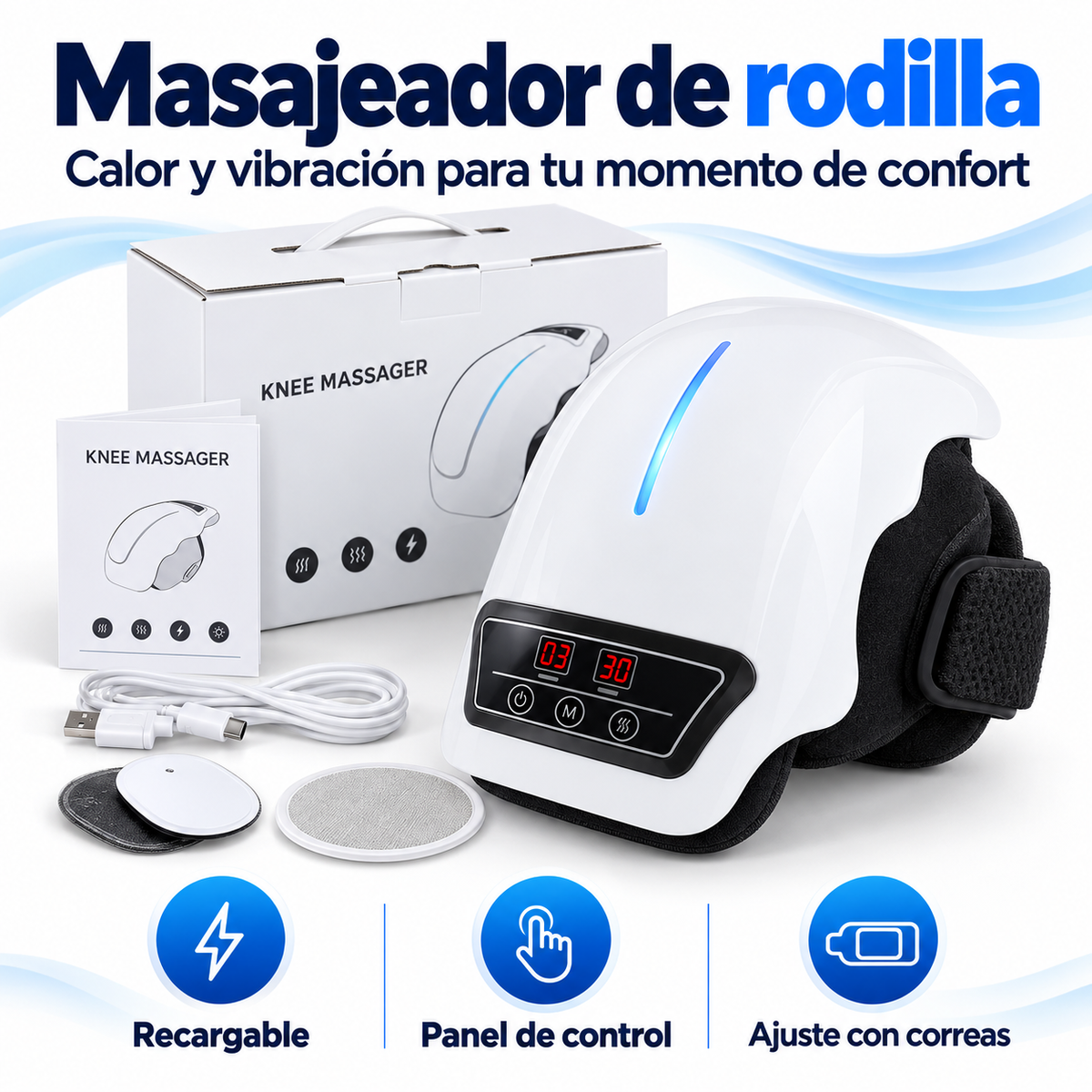 Masajeador de rodilla con calor y vibración