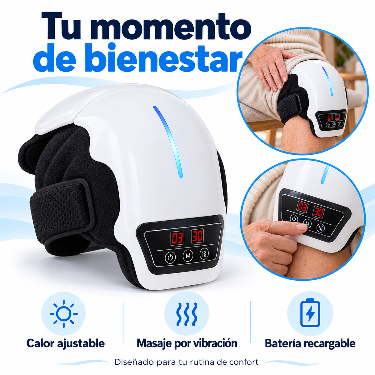 Masajeador de rodilla con calor y vibración